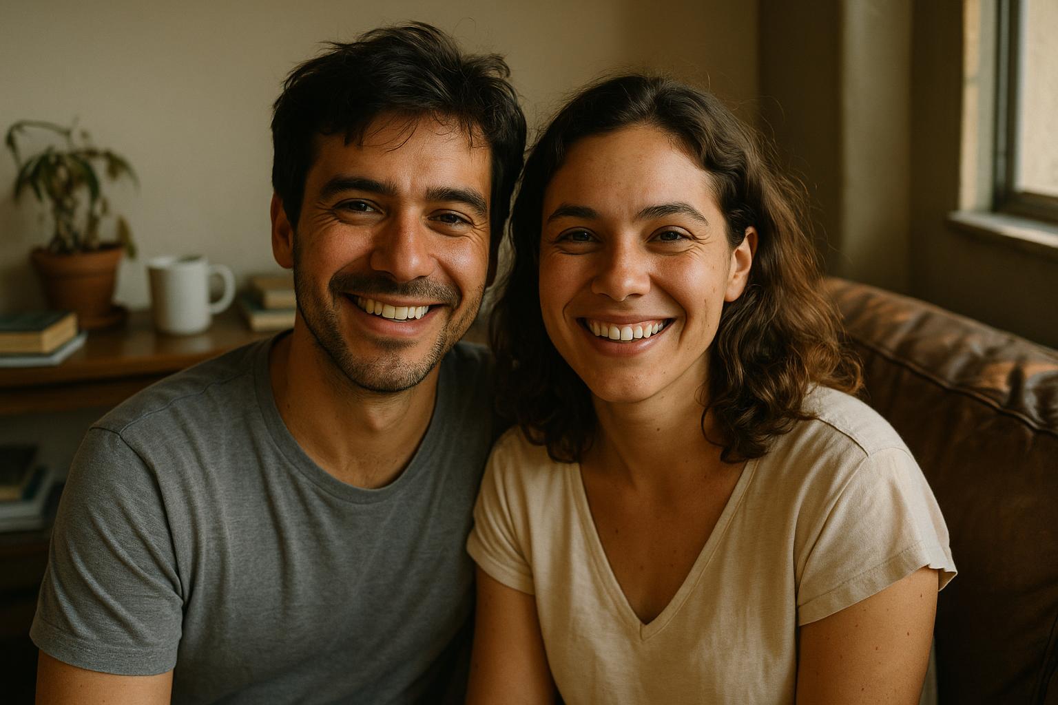 Casal feliz em casa